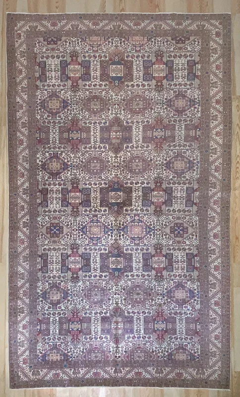 7×12 Vintage Central Anatolian ‘Katseri’ Oversized Turkish Rug | Symmetrical Intricate Geometric Design Earthy Colors | SKU 669