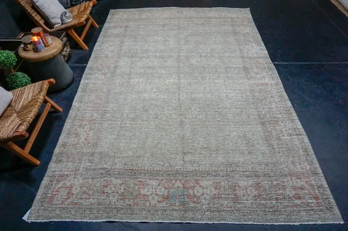 7’3 x 11’2 Classic Antique Rug Muted Gray, Blue & Terra Cotta Carpet SB ‘4062