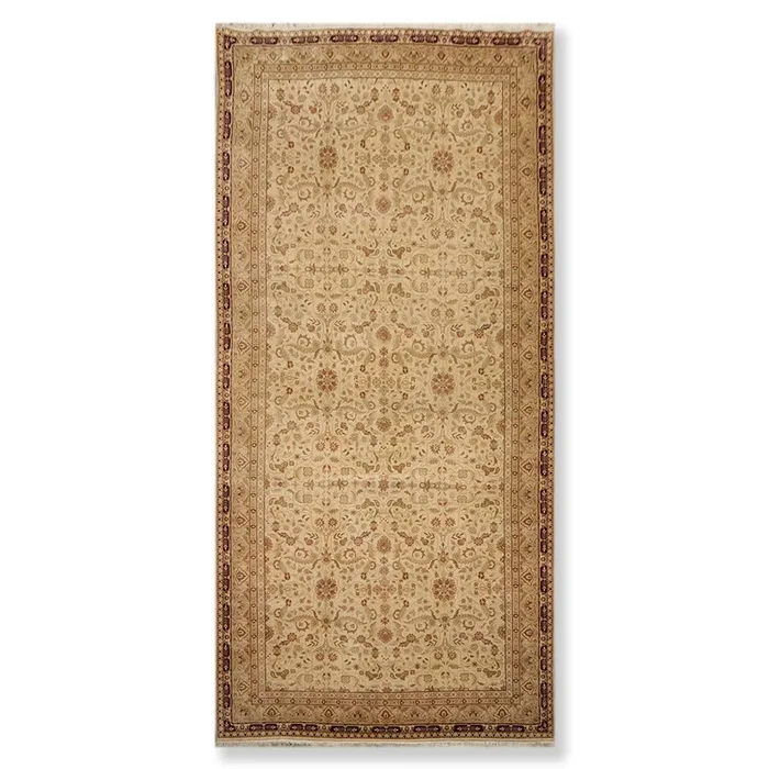 7’5″ x 16’ Hand Knotted Palace Runner 150 KPSI Wool Oriental Area Rug Beige