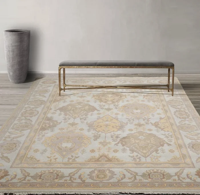 7’7″ x 10’1” Muted Turkish Oushak Hand Knotted Wool Traditional Area Rug