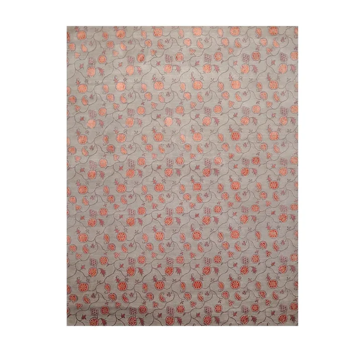 7’11” x 10’3” Hand Knotted Tibetan Wool & Silk Designer Area Rug Gray Orange
