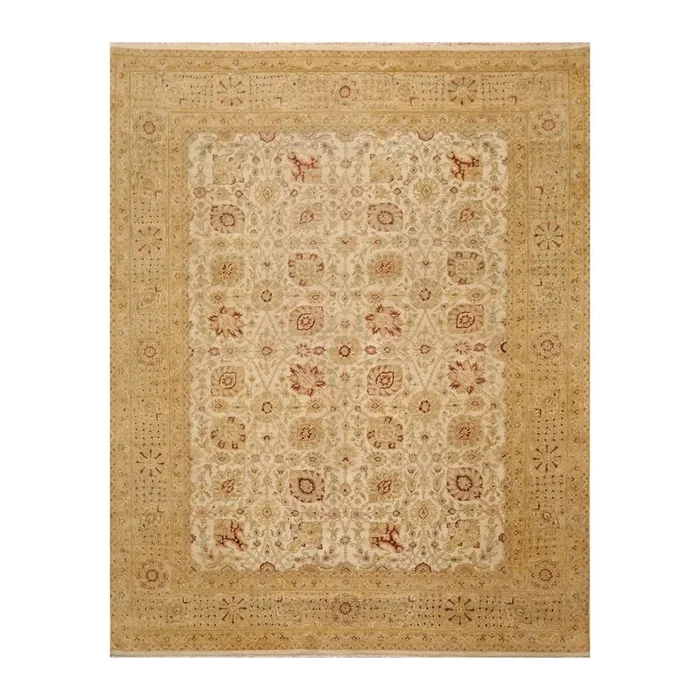 7’11” x 10′ Hand Knotted 100% Wool Agra 250 KPSI Oriental Area Rug Beige