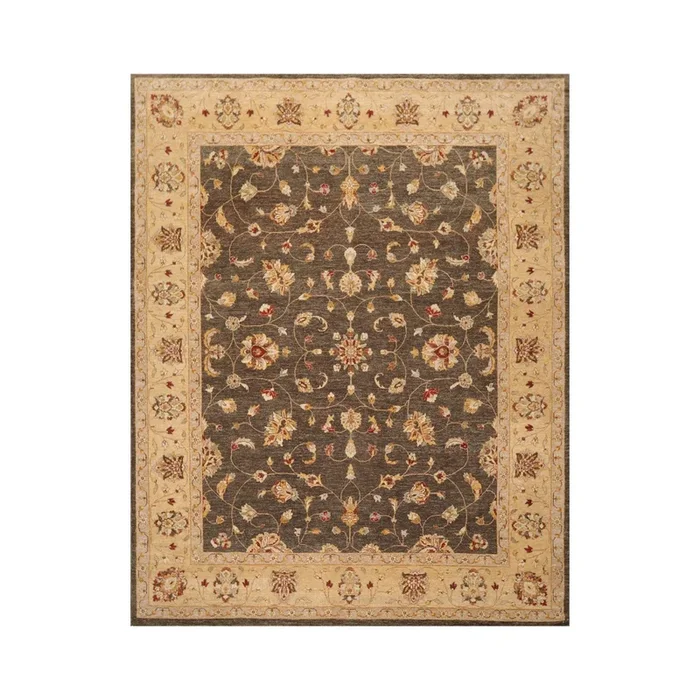7’11” x 10′ Hand Knotted Wool Peshawar Traditional Oriental Area Rug Brown Beige