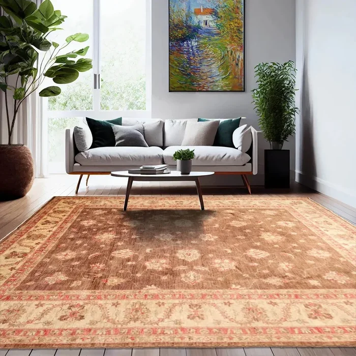 7’11” x 9’5″ Hand Knotted 100% Wool Peshawar Traditional Oriental Area Rug Brown