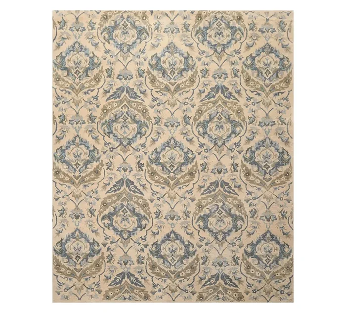 7’5” x 9’5” Hand Knotted Handmade 100% Wool Patterned Area Rug Beige