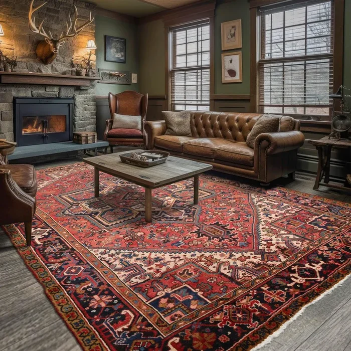 7’6″ x 11’1″ Early 20th century Antique Hand Knotted Wool Oriental Area Rug Apricot