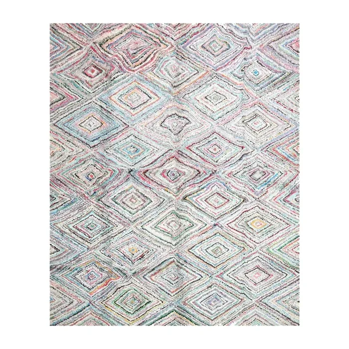 7’9” x 9’7” Handmade 100% Cotton Diamond Modern Oriental Area Rug Multi color