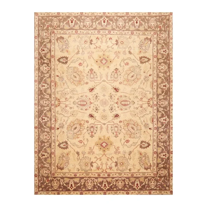7’9″x 10’3″ Hand Knotted Wool Peshawar Traditional Oriental Area Rug Beige Brown