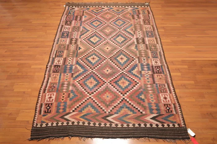7’9″ x 13’ Hand Knotted Afghan Southwestern Kilim 100% Wool Area Rug Rust