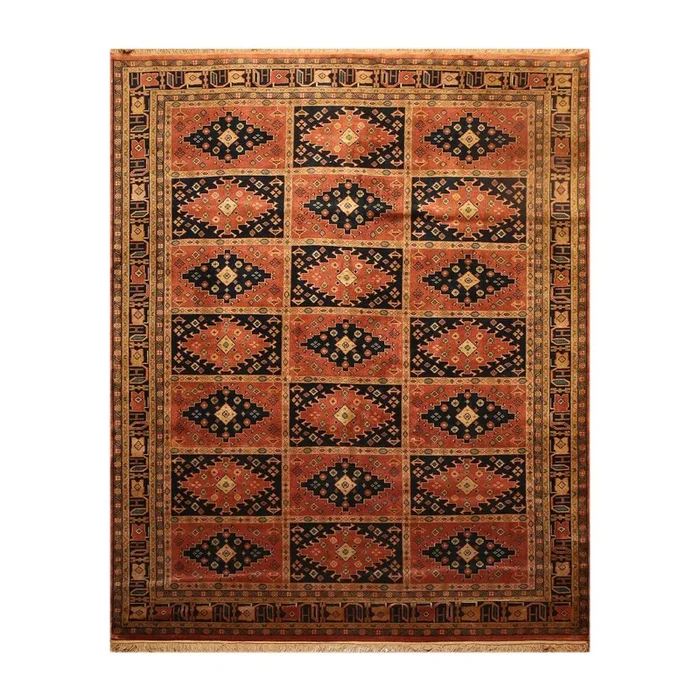 7’9″x9’9″ Hand Knotted Tea Wash 100% Wool Oriental Area Rug Traditional Apricot