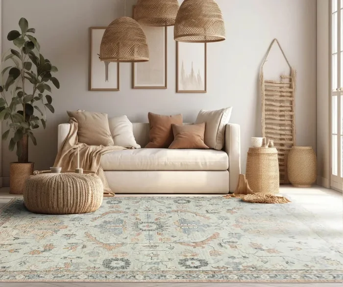 8×10 LoomBloom Beige Hand Knotted 100% Wool Turkish Oushak Arts & Crafts Oriental Area Rug