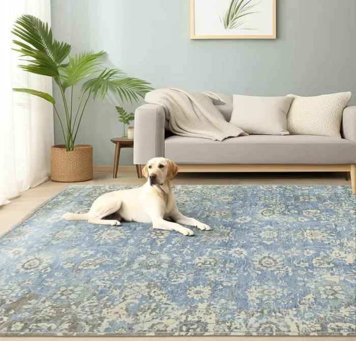 8×10 LoomBloom Blue Turkish Oushak Hand Knotted Wool Transitional Oriental Rug