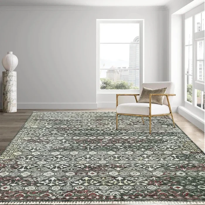 8×10 LoomBloom Charcoal Hand Knotted 100% Wool Turkish Oushak Transitional Oriental Area Rug
