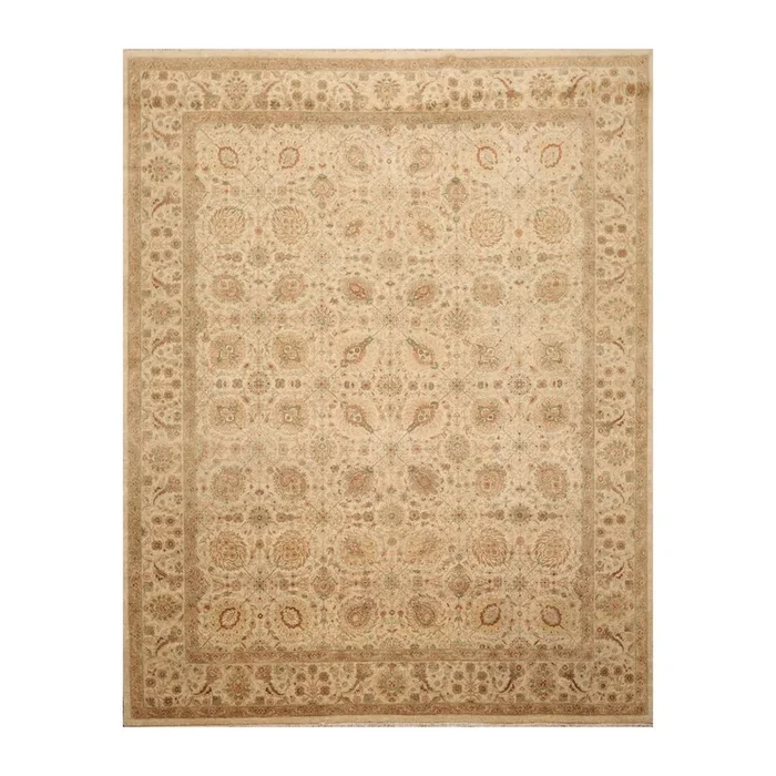 8×10 Tan, Rust Hand Knotted 100% Wool Agra Traditional 200 KPSI Oriental Area Rug