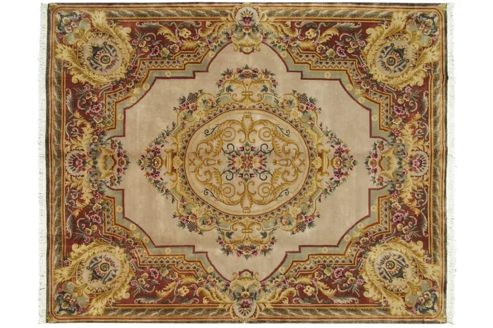 8×10 Vintage Indian Aubusson Design Carpet