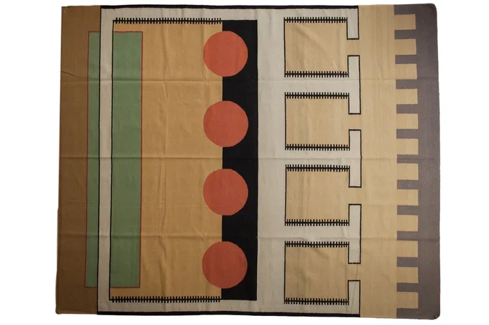 8×10 Vintage Indian Contemporary Kilim Design Carpet