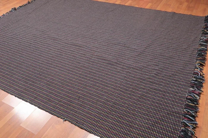 8×11 Black Hand Woven 100% Wool Traditional Flatweave Oriental Area Rug