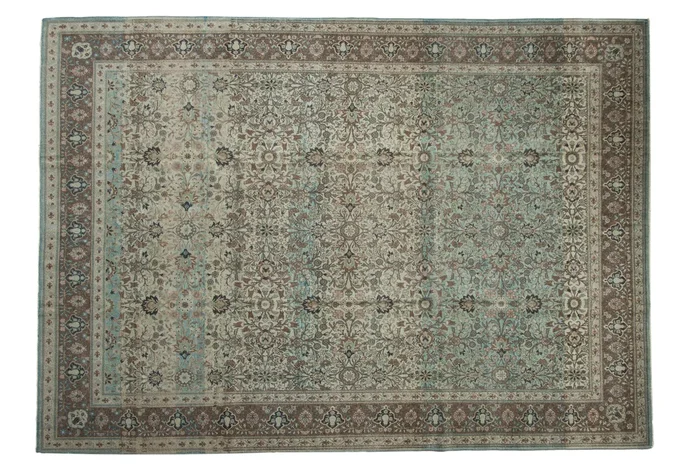 8×11 Vintage Fine Distressed Overdyed Qom Carpet
