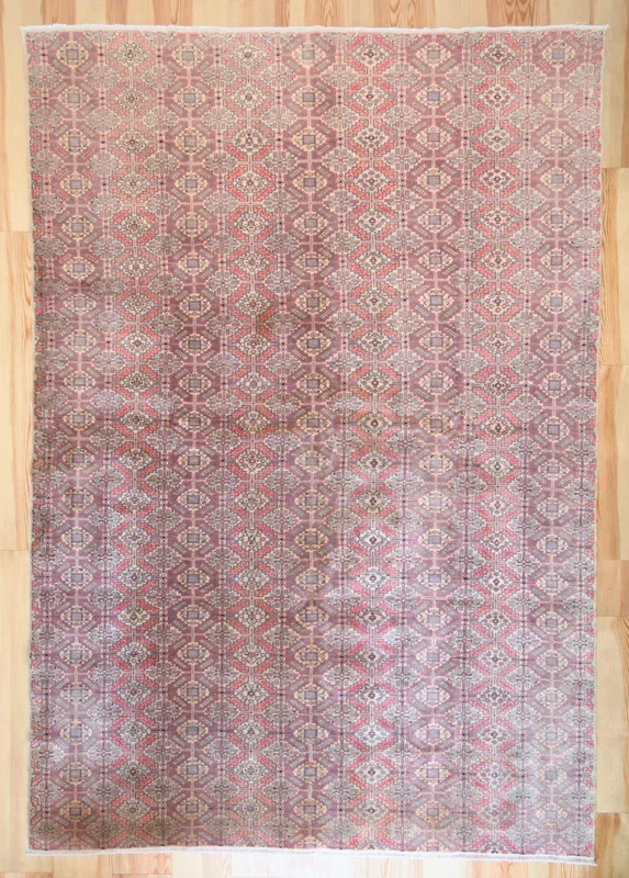 8×12 Vintage Central Anatolian ‘Kayseri’ Turkish Area Rug | Alternating repeating geometric diamonds vibrant colors | SKU 503