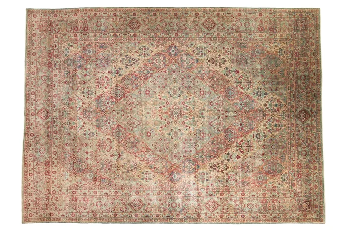 8.5×12 Vintage Distressed Kerman Carpet