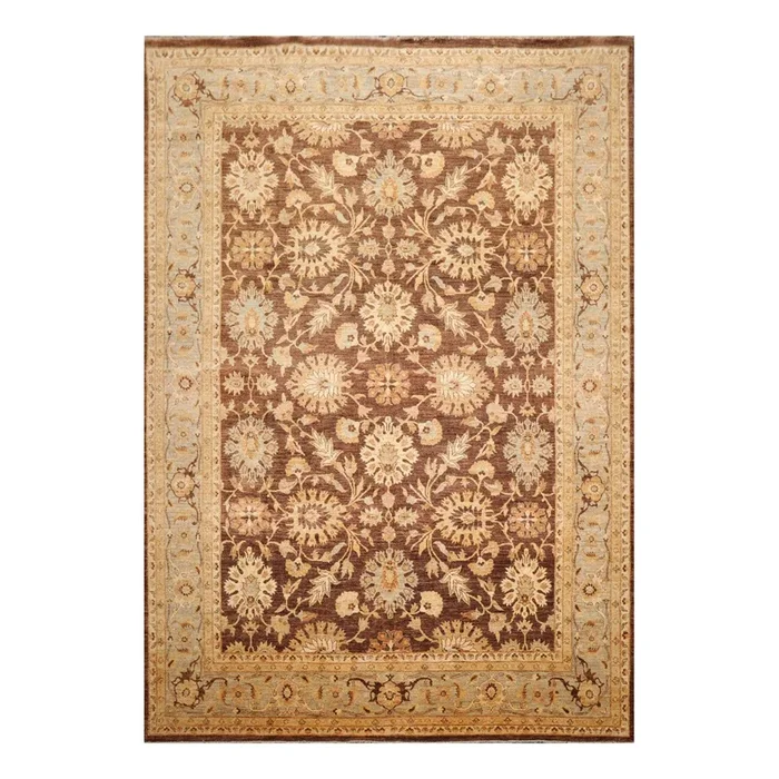 8’7″ x 12’6″ Hand Knotted 100% Wool Superfine Peshawar Oriental Area Rug Brown