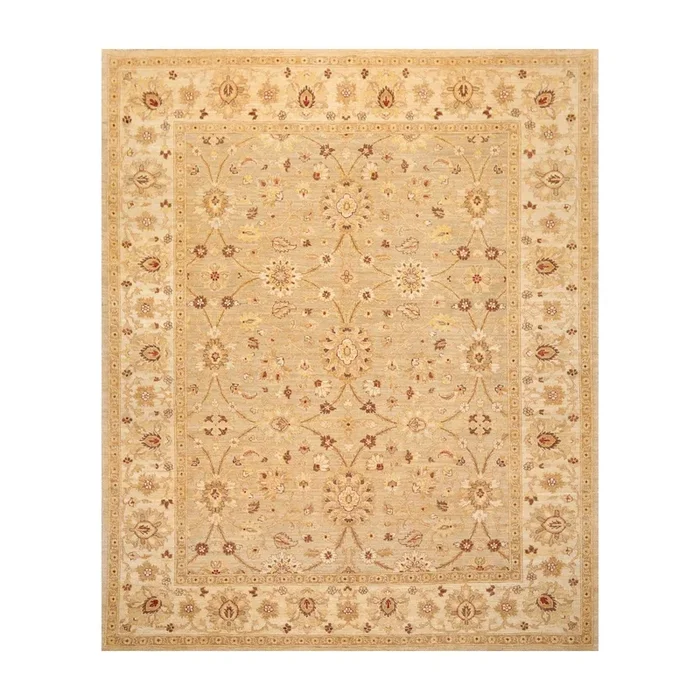 8’1″ x 9’11” Hand Knotted 100% Wool Peshawar Traditional Area Rug Gray Beige