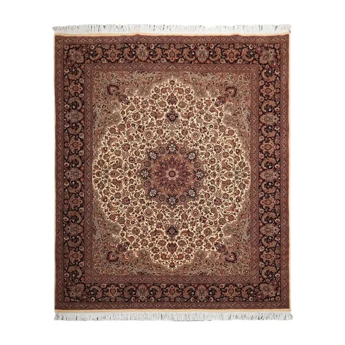 8’1” x 10’ Hand Knotted 100% Wool Pak Persian Tabriz 300 KPSI Area Rug Ivory