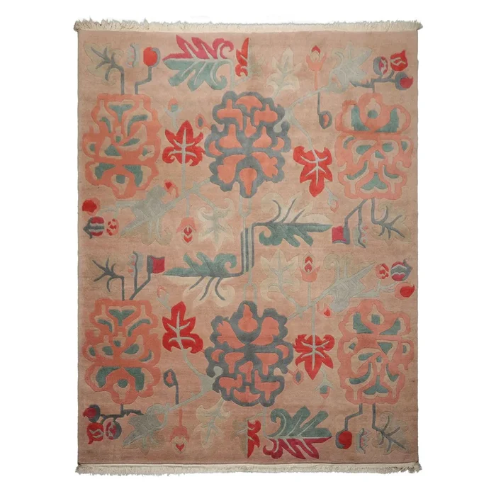 8’10”x11’5” Hand Knotted Wool Beige Tibetan Art Deco Plush Pile Mikhaelian Kohlberg Rug