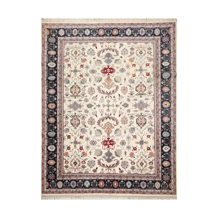 8’11” x 11’8″ Hand Knotted 100% Wool Traditional Oriental Area Rug Ivory
