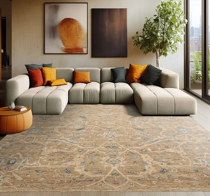 8’x10′ Beige Hand Knotted Khyber Traditional Wool Oriental Area Rug