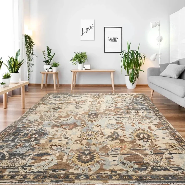 8’x10′ Hand Knotted Muted Turkish Oushak 100% Wool Arts and Craft Traditional Oriental Area Rug Beige, Brown Color