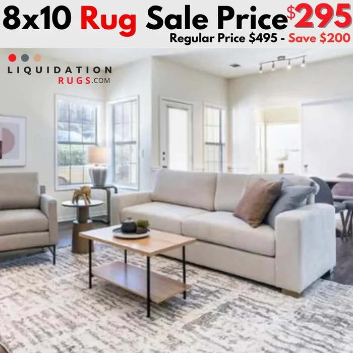 8’x10′ Large Grey & Cream Ultra Soft Mico-Shag Area Rug