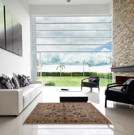 8’x8′ Square Mid-Century Modern Brown Oriental Area Rug