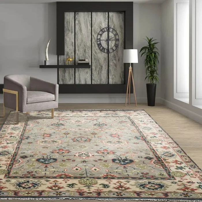 8′ 2”x10′ LoomBloom Muted Turkish Oushak Hand Knotted 100% Wool Area Rug Gray, Beige Color