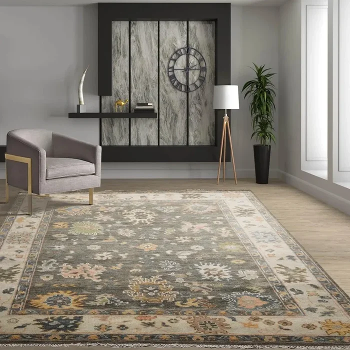 8′ 3”x10′ 4” LoomBloom Muted Turkish Oushak Hand Knotted 100% Wool Traditional Area Rug Olive, Beige Color