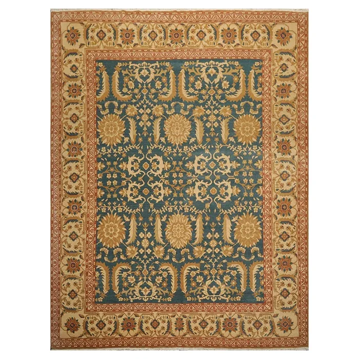 8′ x 10’6″ Hand Knotted 100% Wool Sultanabad Oriental Area Rug Teal from Turkey