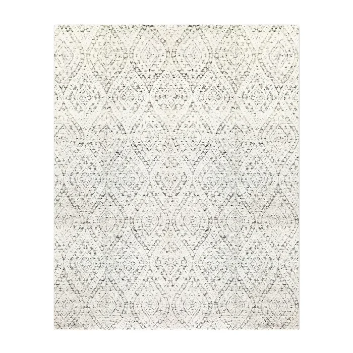 8′ x 10′ Hand Knotted 100% Bamboo Silk Area Rug Transitional Ivory Gray