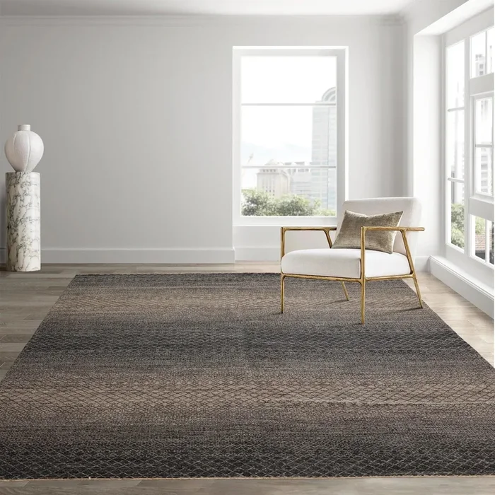 8′ x 10′ Hand Knotted 100% Wool Modern Oriental Area Rug Gray, Beige