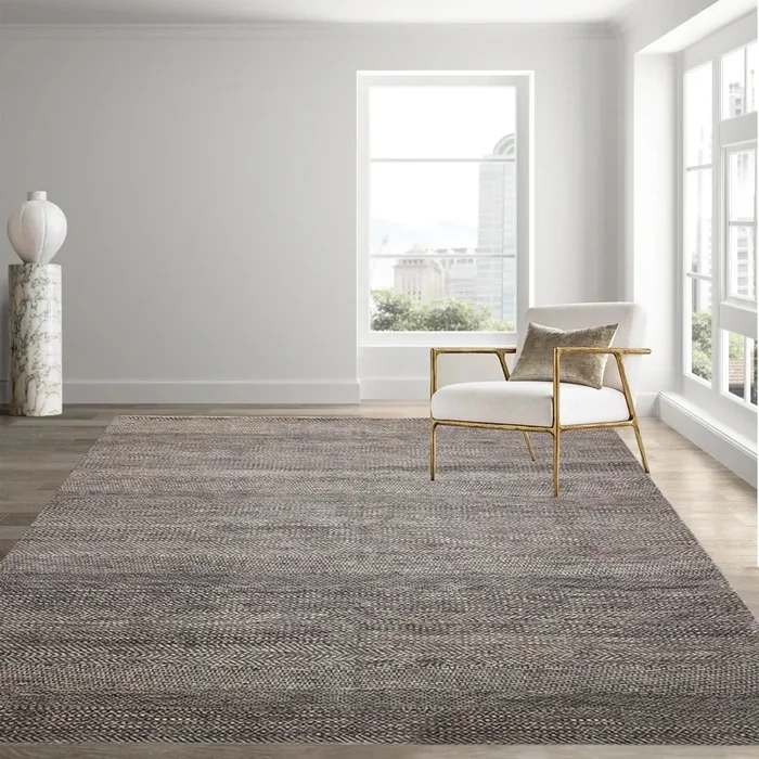 8′ x 10′ Hand Knotted 100% Wool Modern Oriental Area Rug Ivory, Gray, Brown