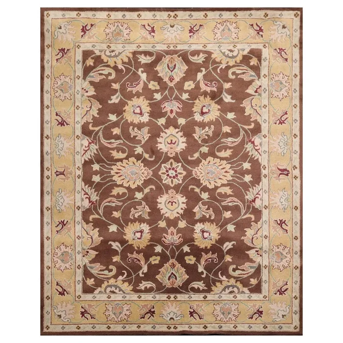 8′ x 10′ Handmade 100% Wool Traditional Oriental Area Rug Brown, Light Gold