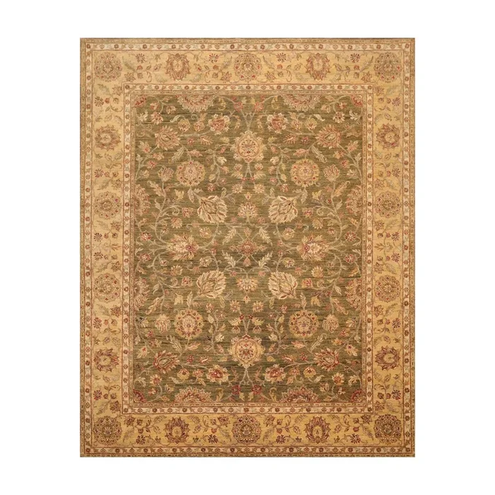 8′ x 9’10” Hand Knotted 100% Wool Peshawar Oriental Area Rug Pistachio Gold