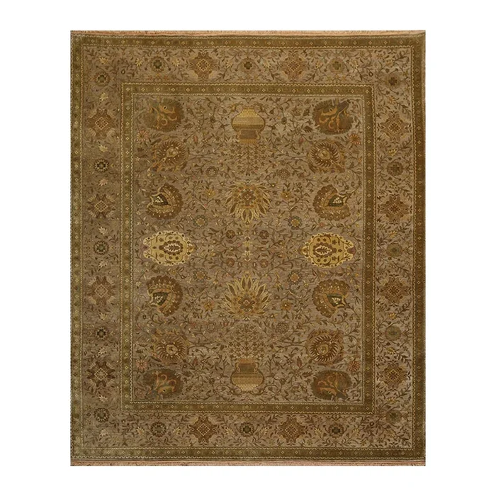 8′ x 9’10” Hand Knotted 100% Wool Traditional 250 KPSI Oriental Area Rug Taupe