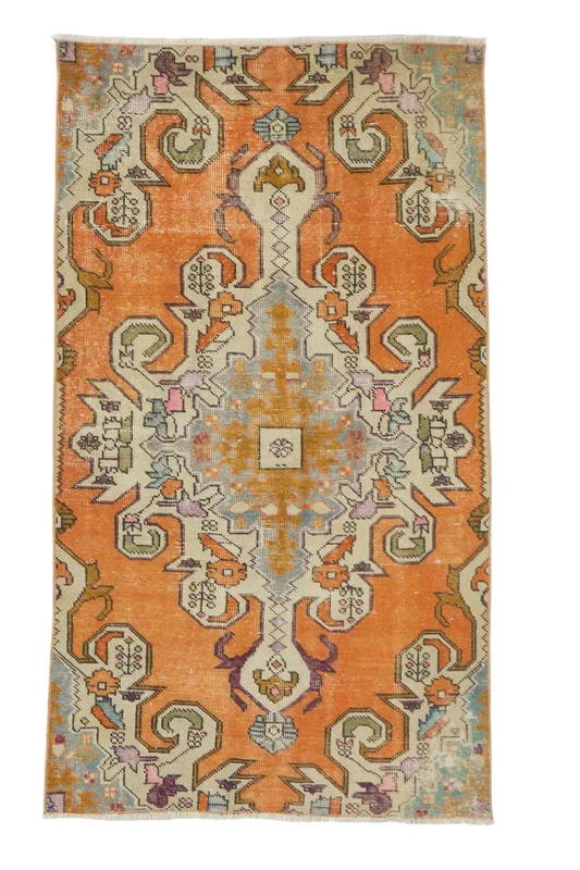 ‘Peach’ Distressed Vintage Oushak Area Rug – 3’7” x 6’5”