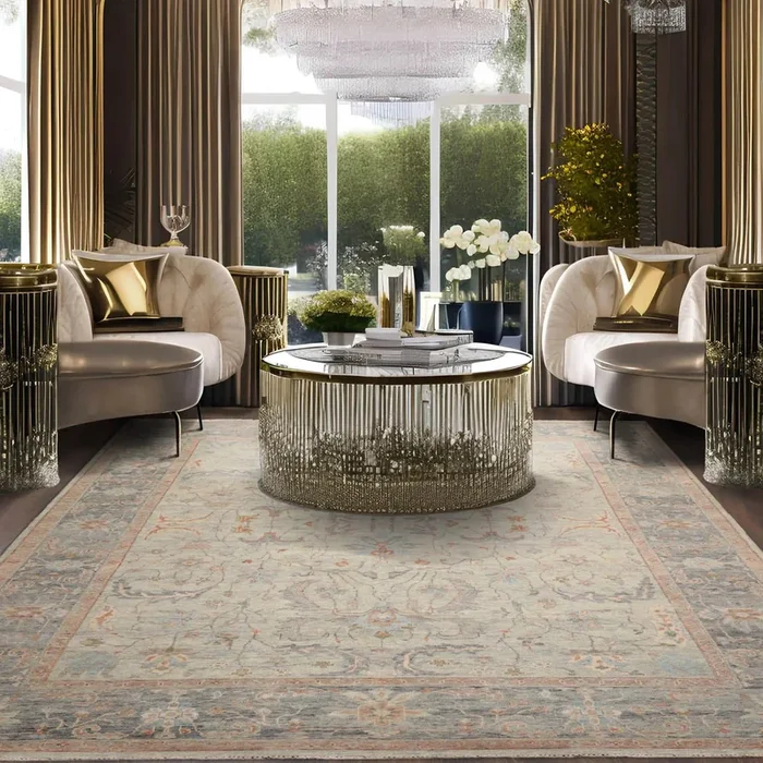 9×12 Aqua, Beige Hand Knotted Afghan 100% Wool Traditional Oriental Area Rug