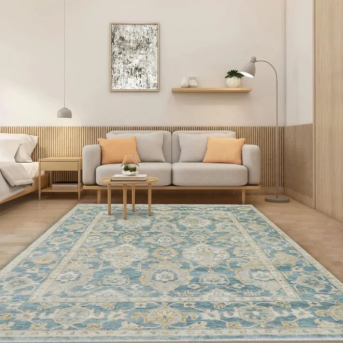 9×12 Aqua Hand Knotted Traditional Turkish Oushak 100% Wool Oriental Area Rug