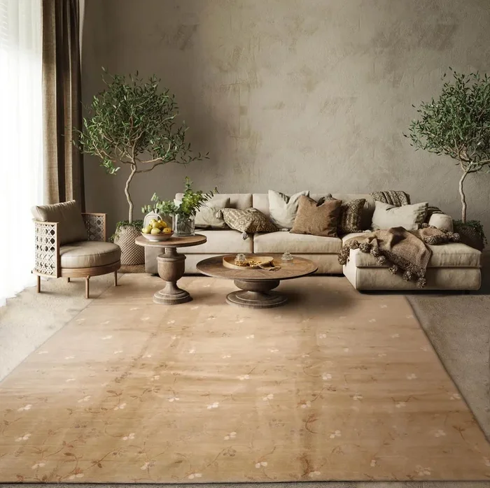 9×12 Beige Hand Knotted Tibetan Wool and Silk Michaelian & Kohlberg Transitional Oriental Area Rug
