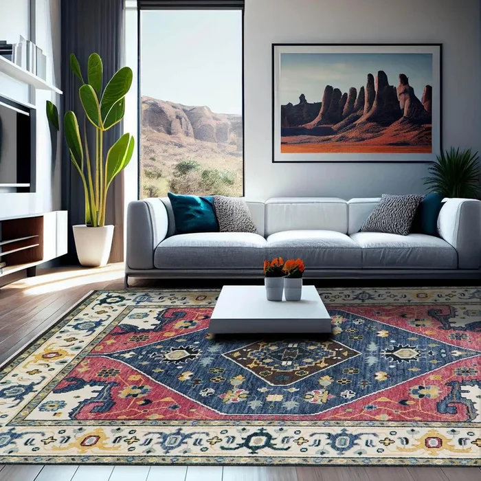 9×12 Blue, Raspberry Color Hand Knotted LoomBloom Muted Turkish Oushak 100% Wool Transitional Oriental Area Rug