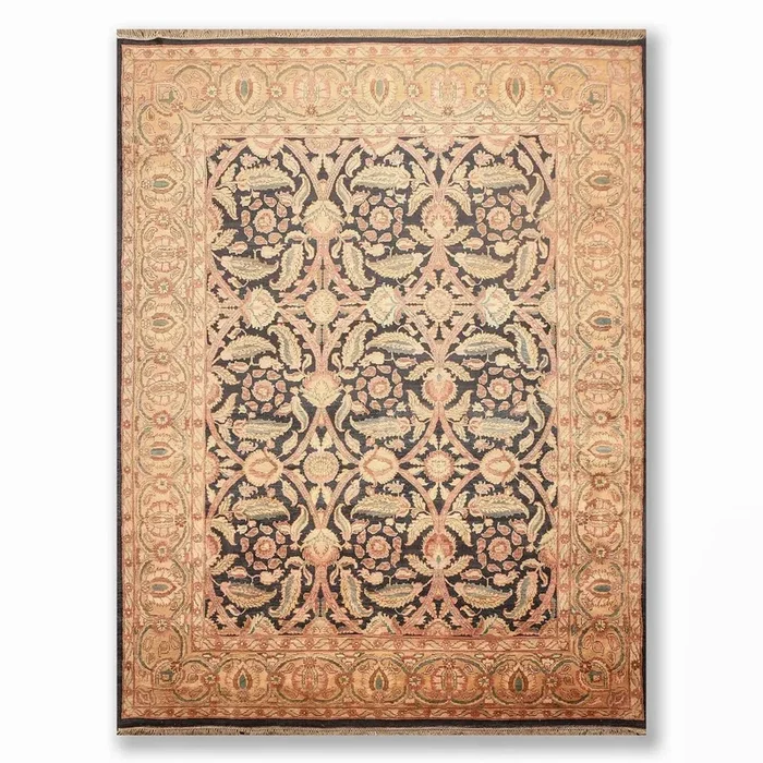 9×12 Charcoal, Gold Hand Knotted 100% Wool Sultanabad Oriental Area Rug