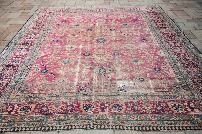 9×12 Faded Worn Persian Kerman Living Room Rug