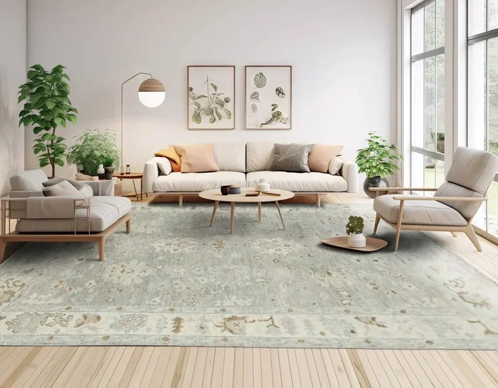 9×12 Gray LoomBloom Hand Knotted Traditional All-Over Oushak 100% Wool Oriental Area Rug